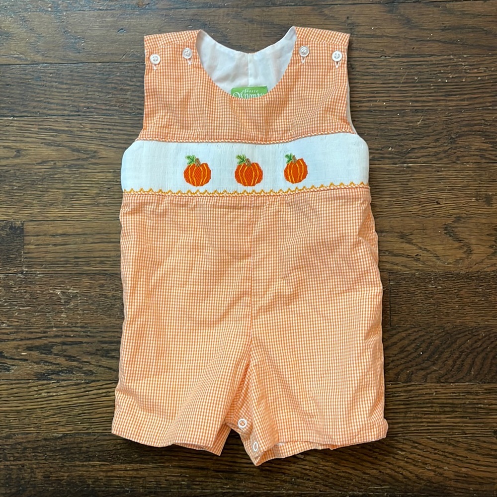 12M classic whimsy smocked pumpkin John John
